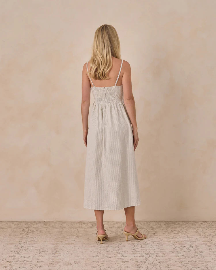 Ladies Beatrice Midi Dress | Sky Stripe | Noralee