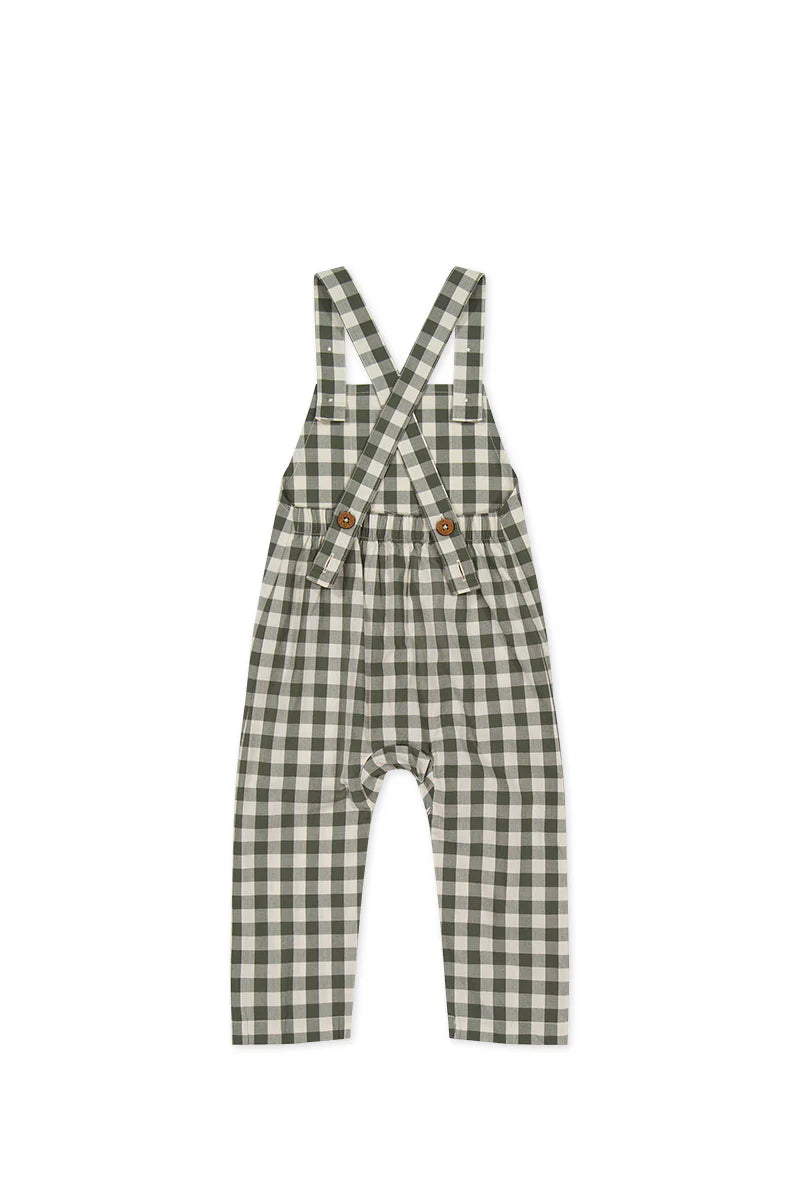 Organic Cotton Kingston Overall - Gingham Grape Leaf | Jamie Kay