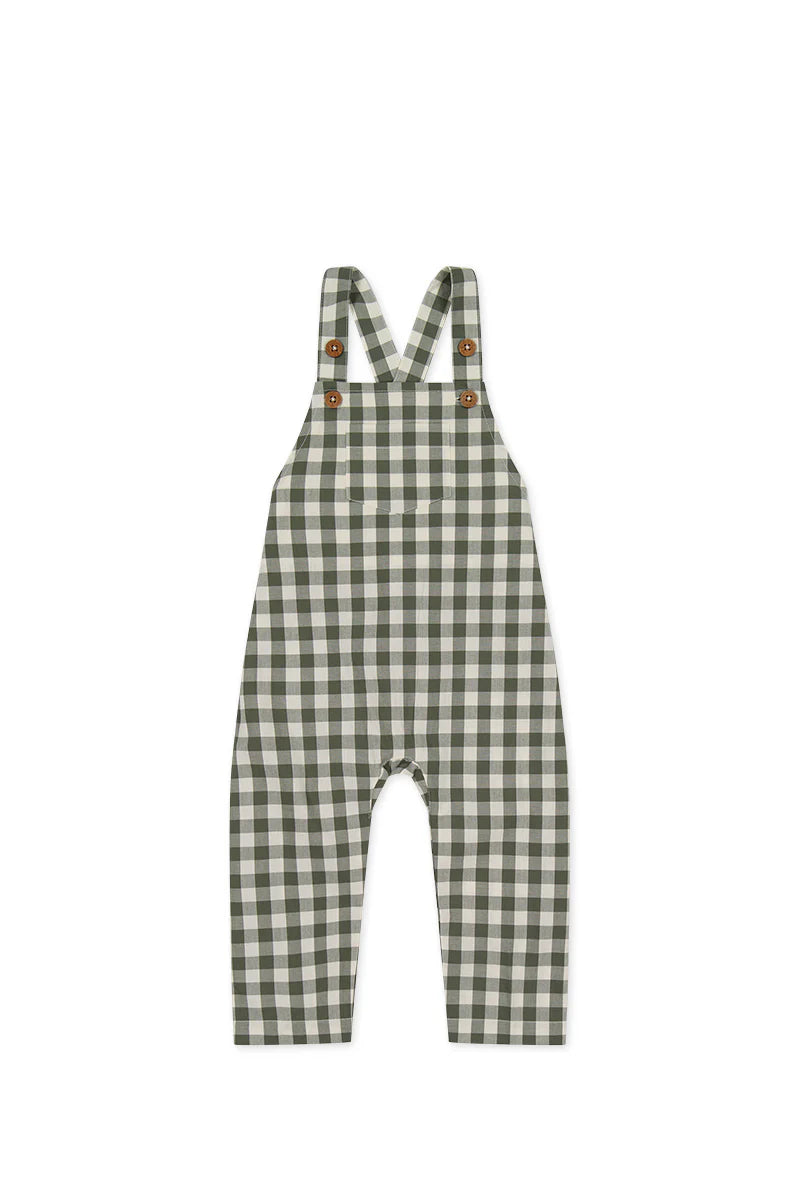 Organic Cotton Kingston Overall - Gingham Grape Leaf | Jamie Kay