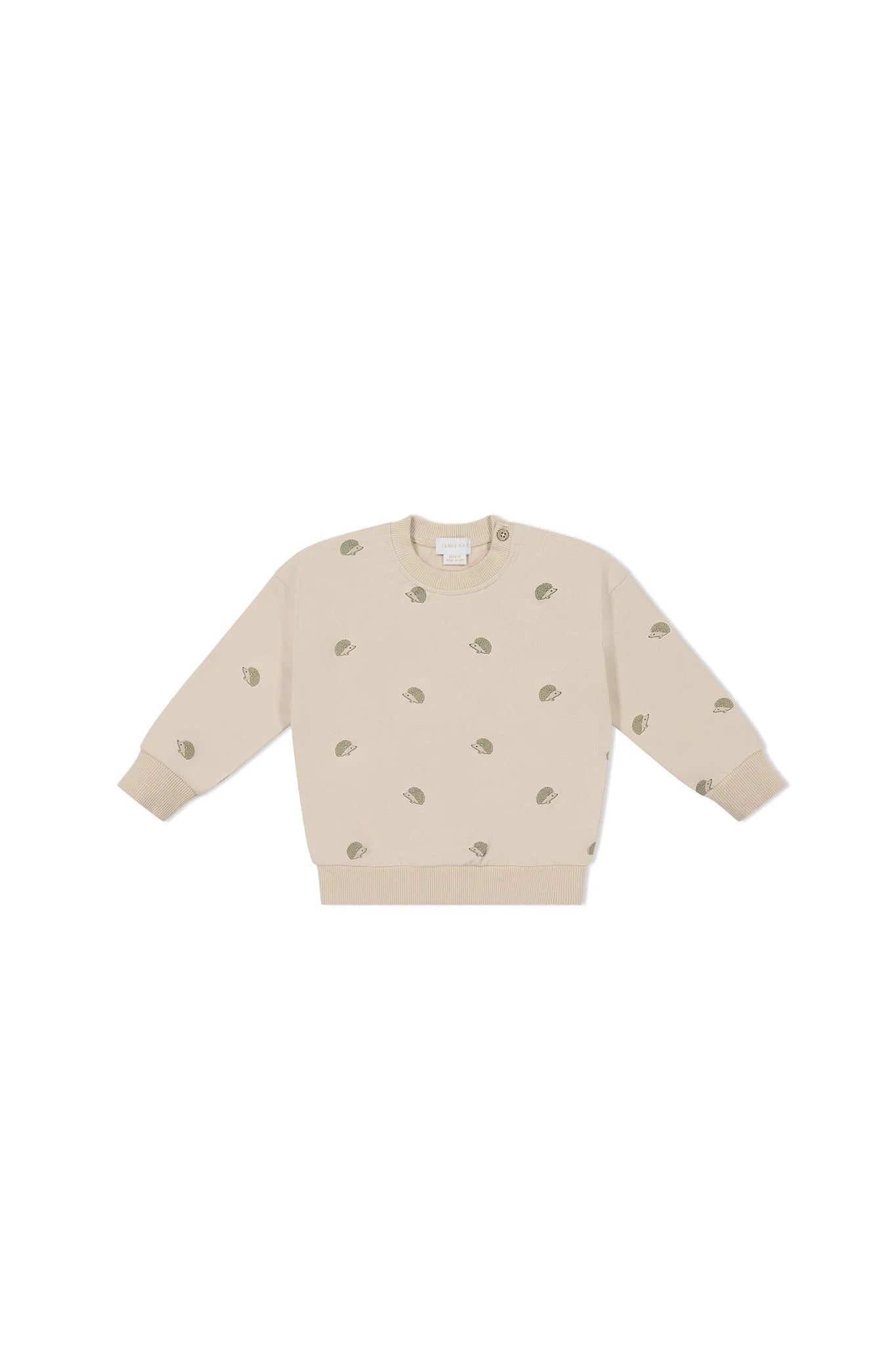 Organic Cotton Knit Sweatshirt | Henry Hedgehog Birch | Jamie Kay
