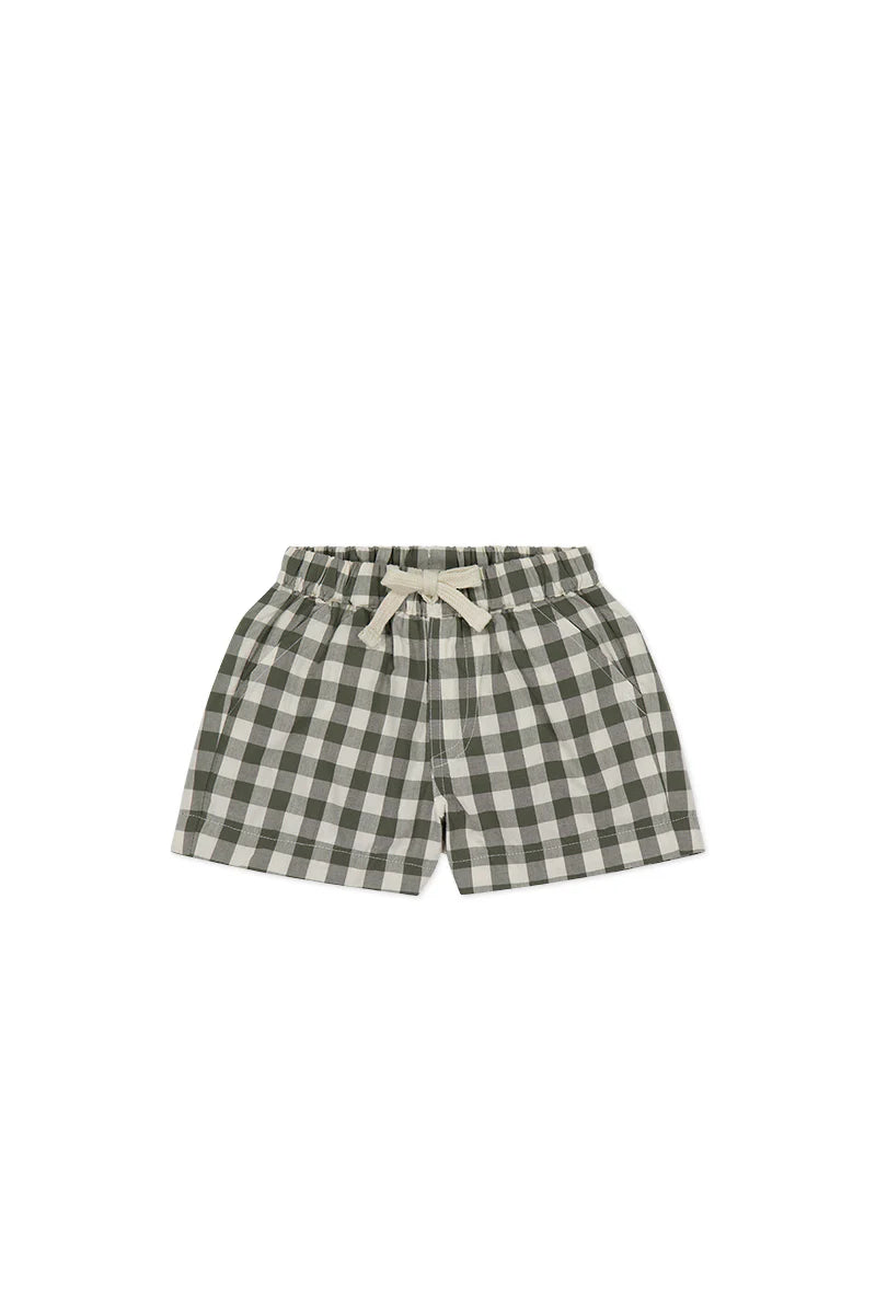 Organic Cotton Louis Short - Gingham Grape Leaf | Jamie Kay
