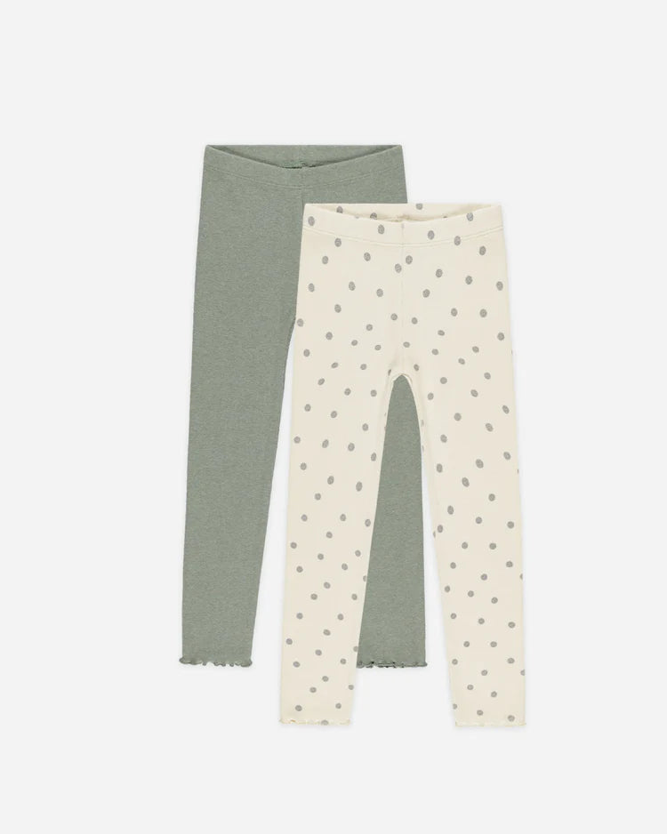 Ribbed Legging Set | Polka Dot, Eucalyptus | Rylee & Cru