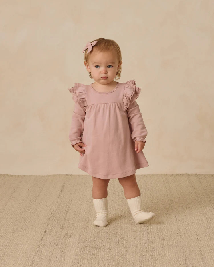 Long Sleeve Flutter Dress | Rose | Quincy Mae