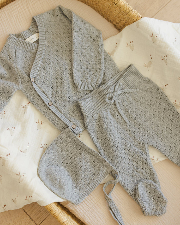 Knit Wrap Top + Pant Set | Steel Blue | Quincy Mae