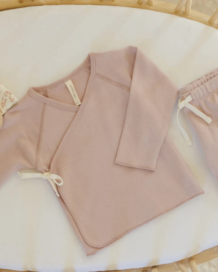 Wrap Top + Footed Pant Set | Rose | Quincy Mae