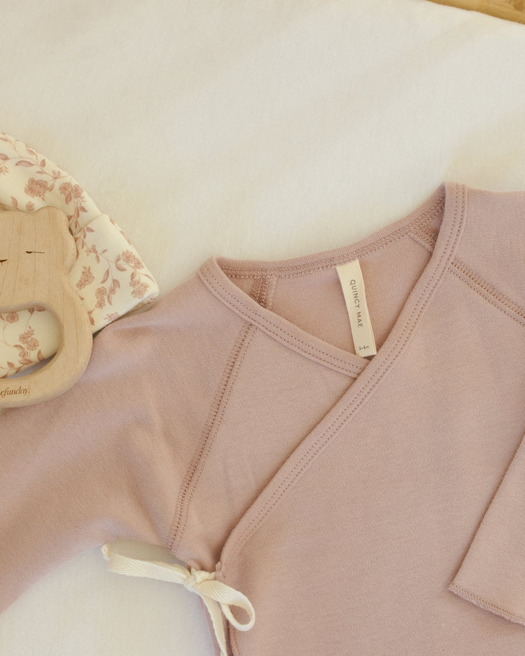 Wrap Top + Footed Pant Set | Rose | Quincy Mae