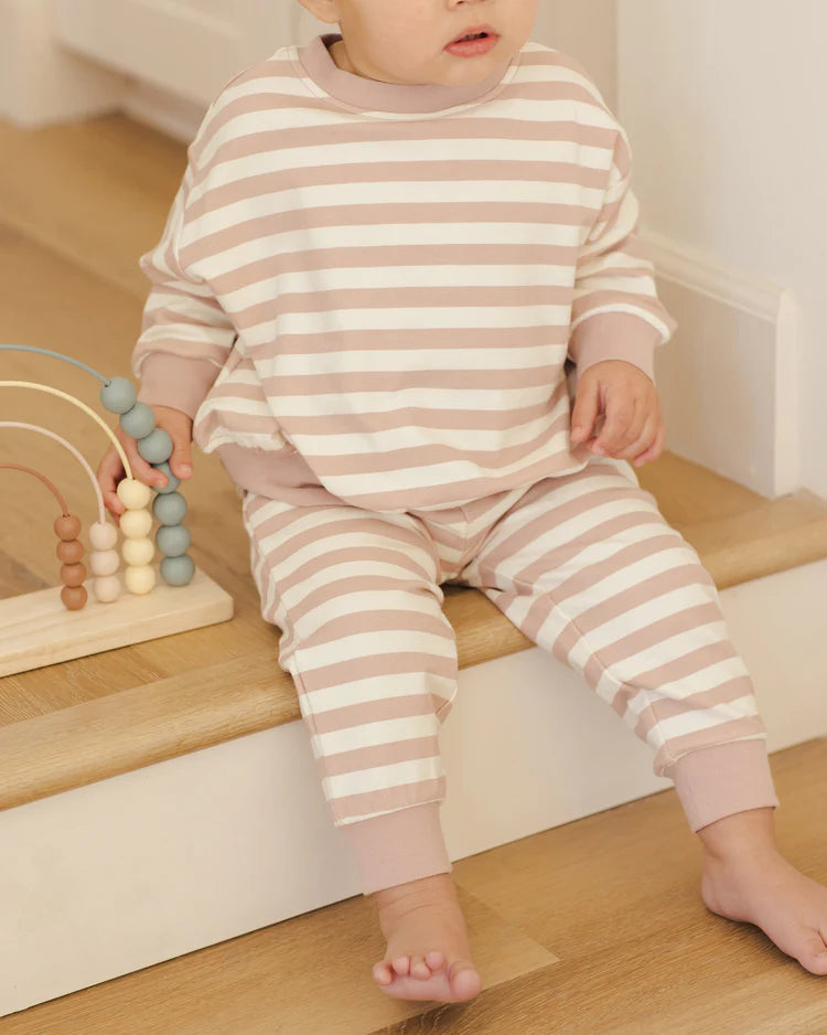 Relaxed Sweat Set | Pink Stripe | Quincy Mae
