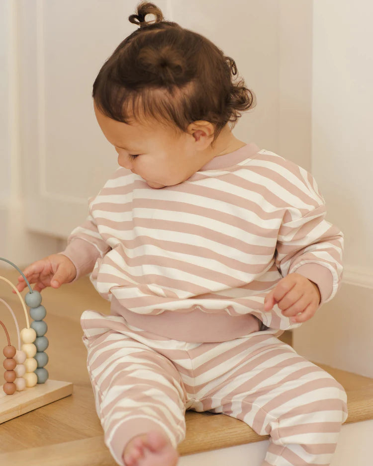 Relaxed Sweat Set | Pink Stripe | Quincy Mae
