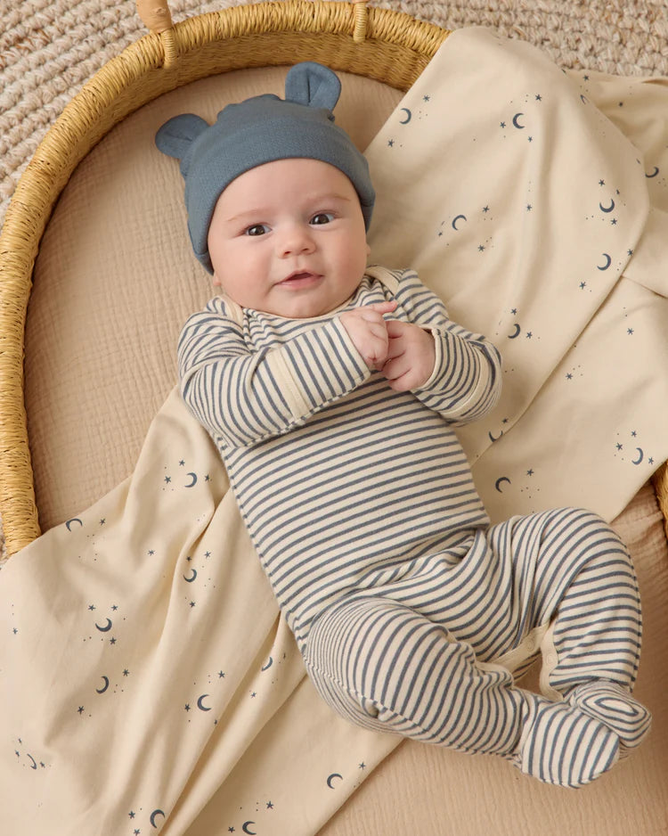 Baby Footie Sleeper | Ocean Micro Stripe | Quincy Mae