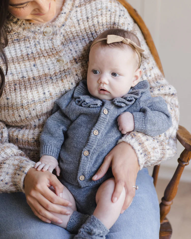 Ruffle Collar Cardigan | Ocean | Quincy Mae