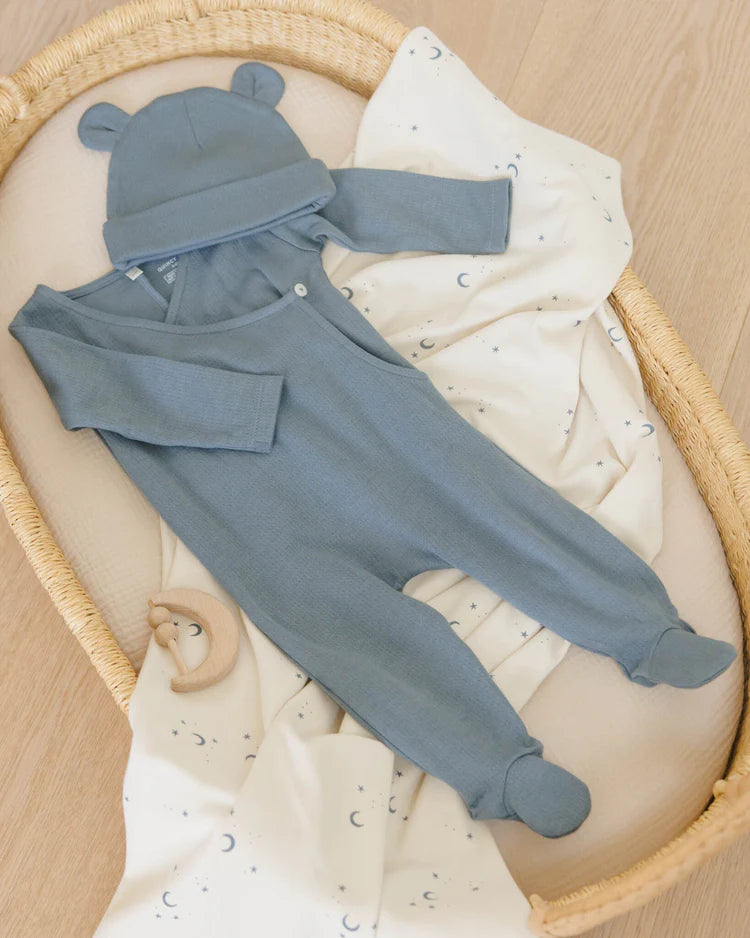 Pointelle Wrap Footie | Ocean | Quincy Mae