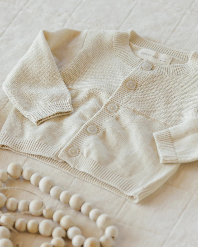 Knit Cardigan | Heathered Natural | Quincy Mae