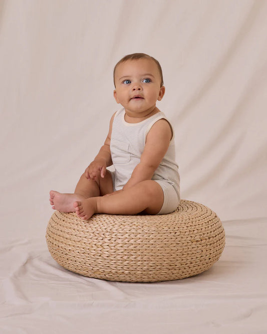 Sleeveless One-Piece | Sky Micro Stripe | Quincy Mae