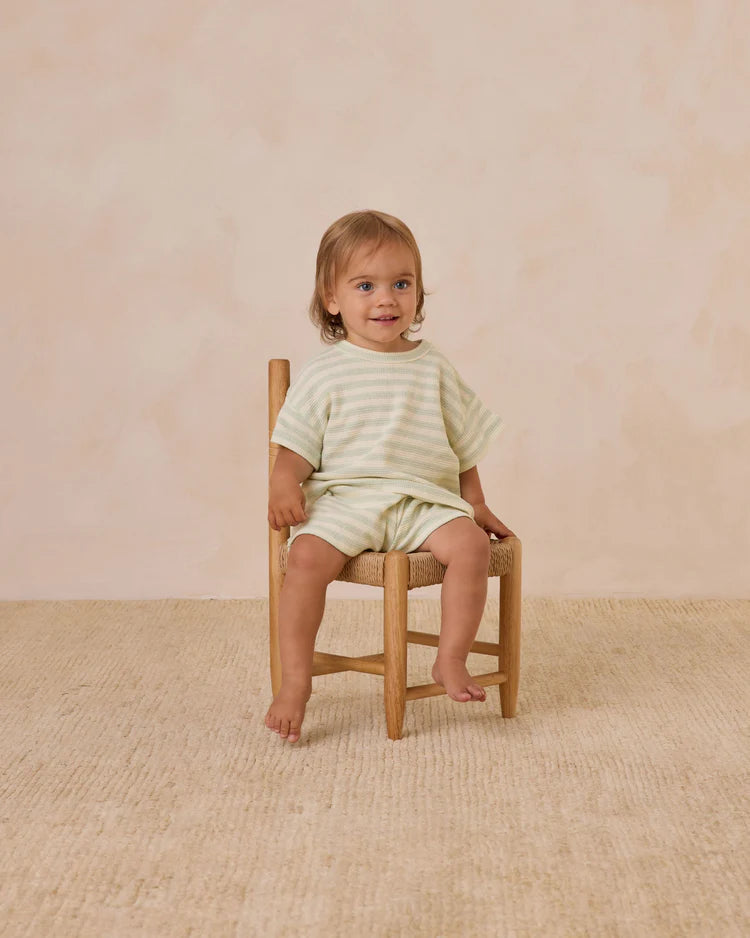 Waffle Tee + Short Set | Mint Stripe | Quincy Mae
