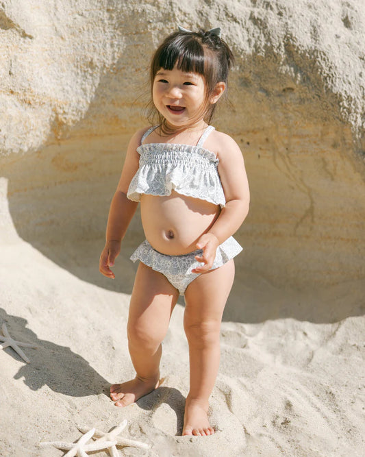 Smocked Ruffle Bikini | Blue Blossom  | Quincy Mae