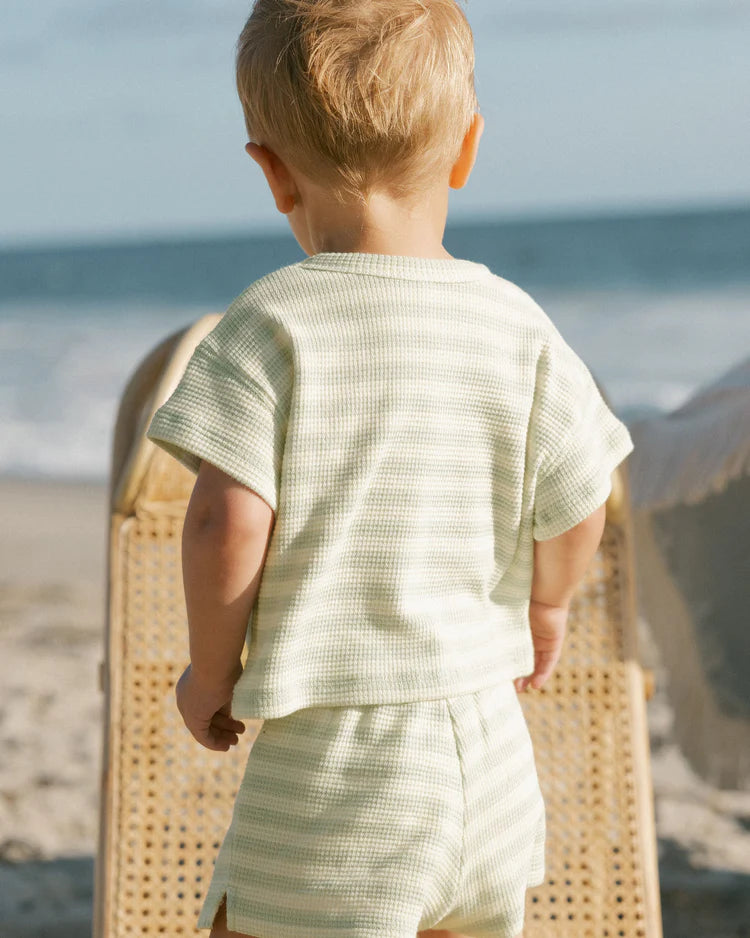 Waffle Tee + Short Set | Mint Stripe | Quincy Mae