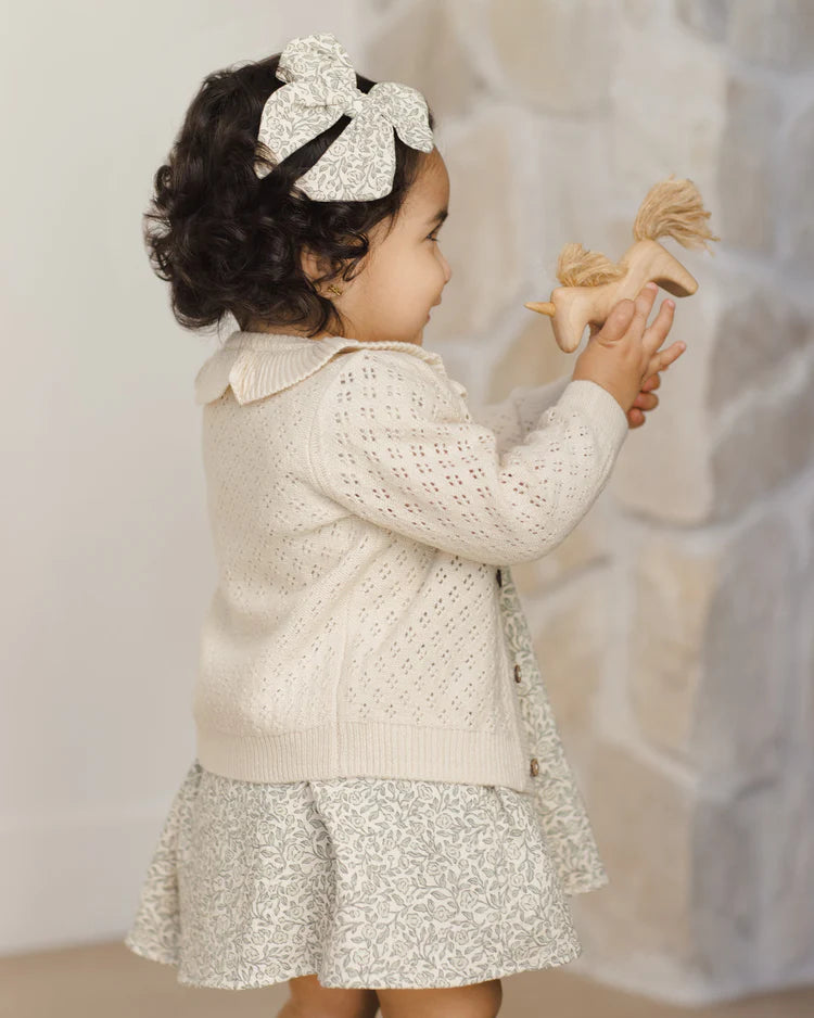 Ruffle Collar Cardigan | Natural | Quincy Mae