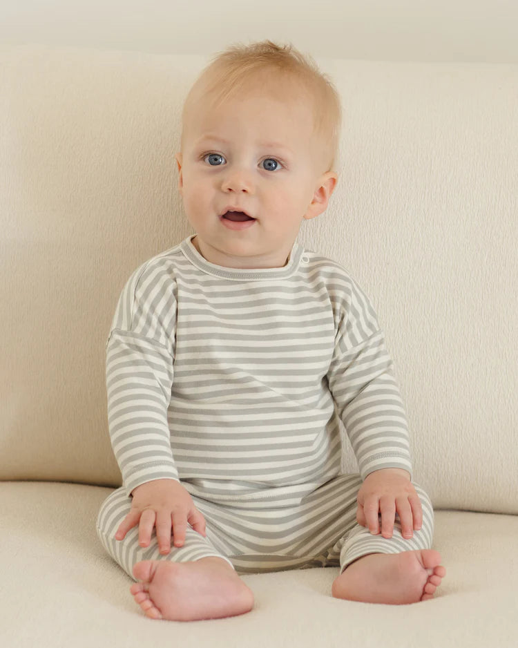 Long Sleeve Tee | Sage Stripe | Quincy Mae