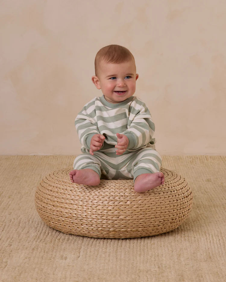 Relaxed Sweatshirt | Sage Stripe | Quincy Mae