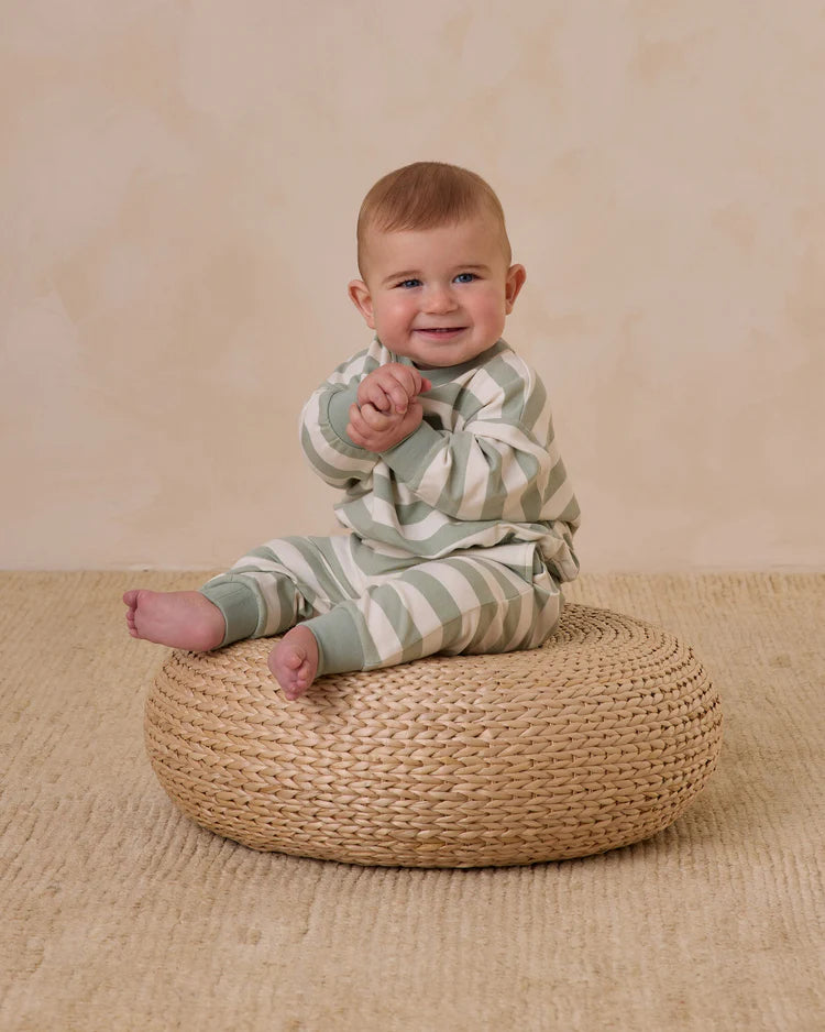 Relaxed Sweatshirt | Sage Stripe | Quincy Mae