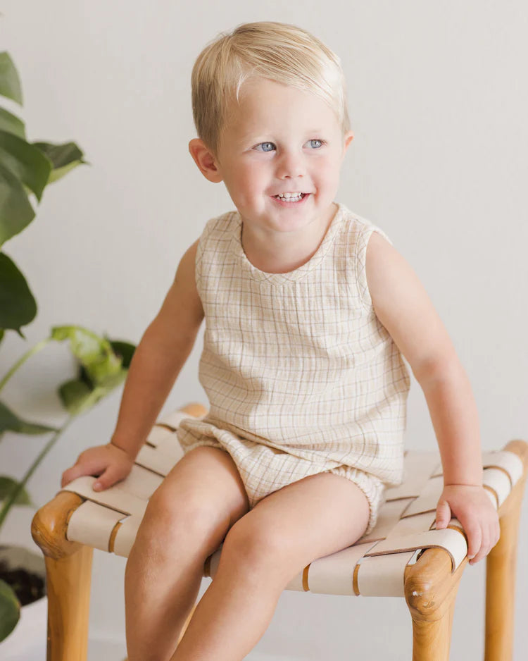 Woven Tank + Short Set | Yellow Plaid | Quincy Mae