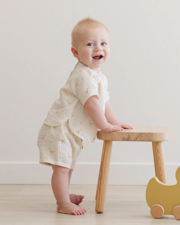 Woven Boxy Top + Short Set | Geese | Quincy Mae