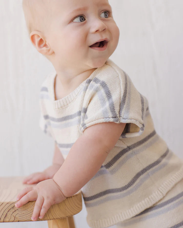Relaxed Summer Knit Set | Blue Stripe  | Quincy Mae