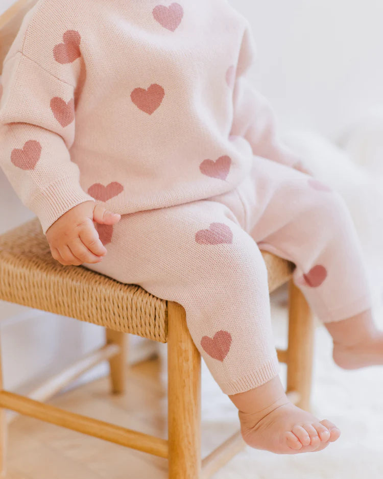 Heart Knit Pants | Quincy Mae | Bubblegum