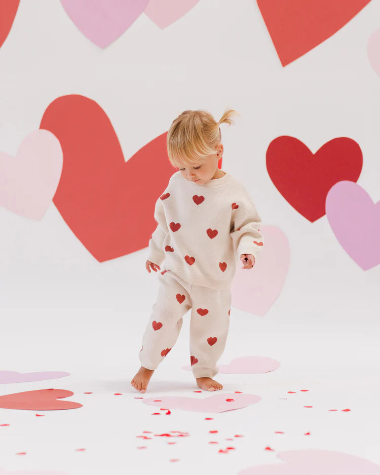 Heart Knit Sweater & Pant Set | Quincy Mae | Natural