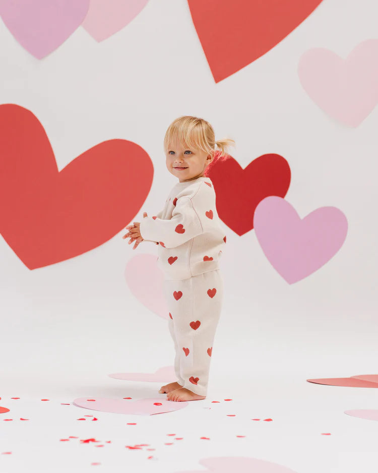 Heart Knit Sweater & Pant Set | Quincy Mae | Natural