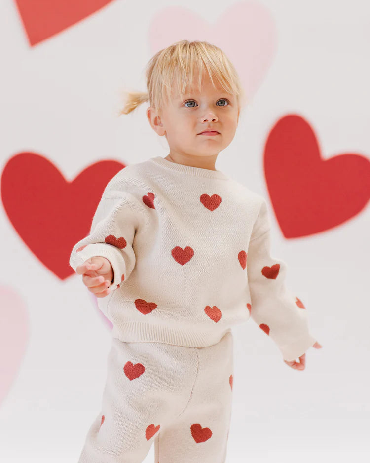 Heart Knit Sweater & Pant Set | Quincy Mae | Natural