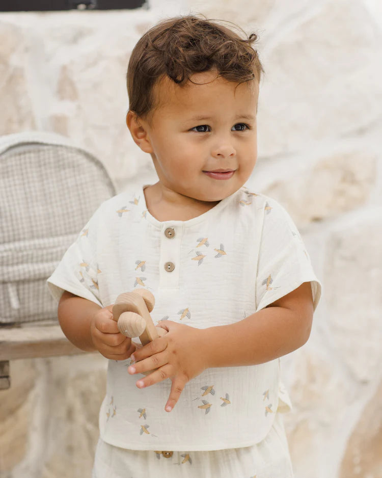 Woven Boxy Top + Short Set | Birds | Quincy Mae