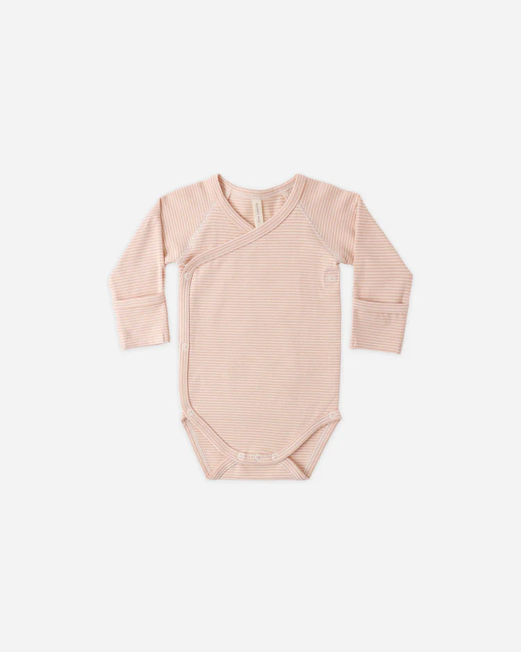 Side Snap Bodysuit | Melon Micro Stripe | Quincy Mae