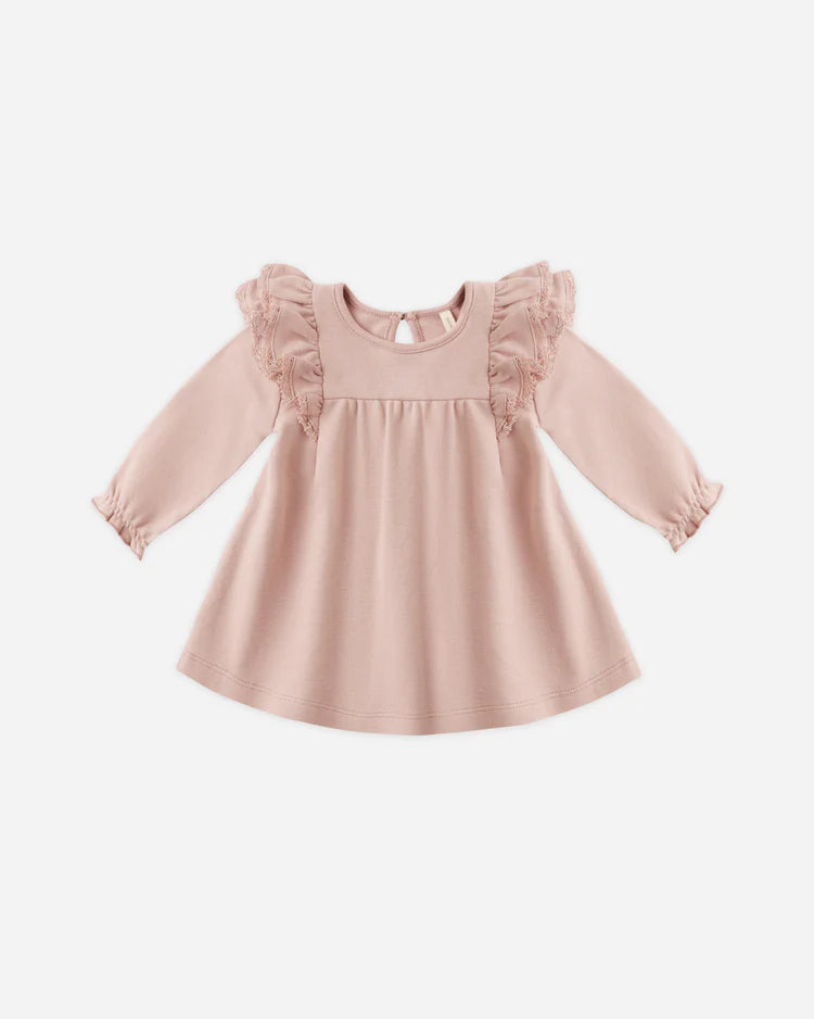 Long Sleeve Flutter Dress | Rose | Quincy Mae
