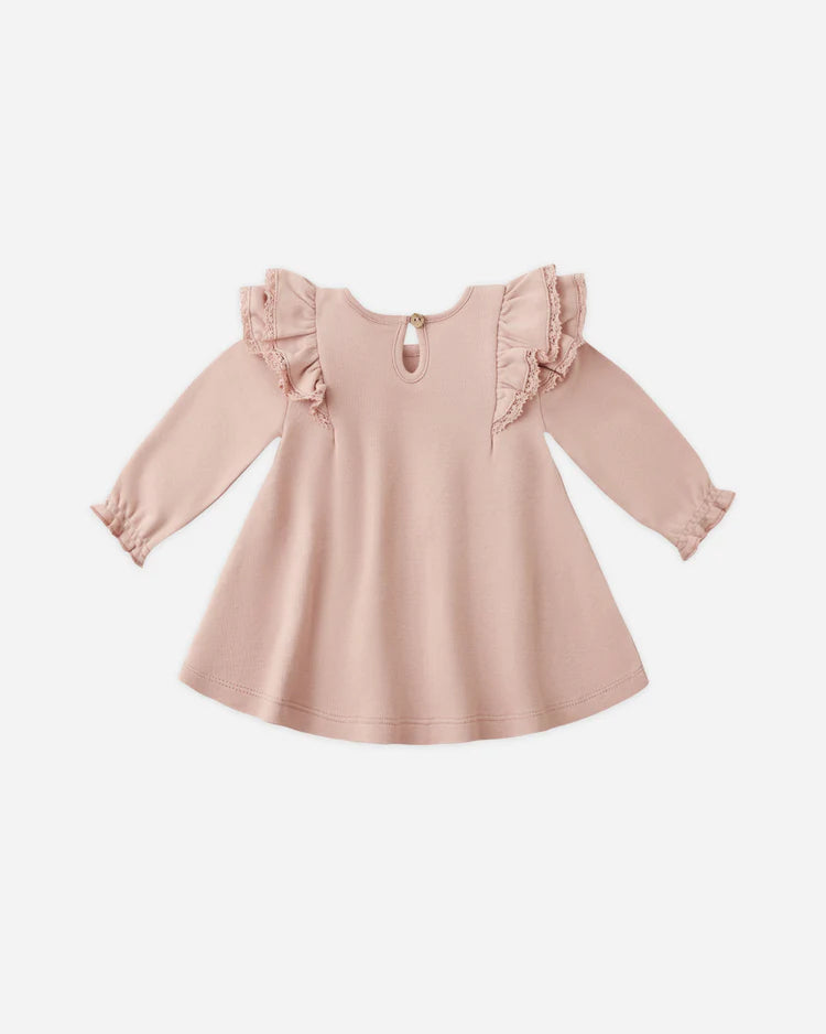 Long Sleeve Flutter Dress | Rose | Quincy Mae