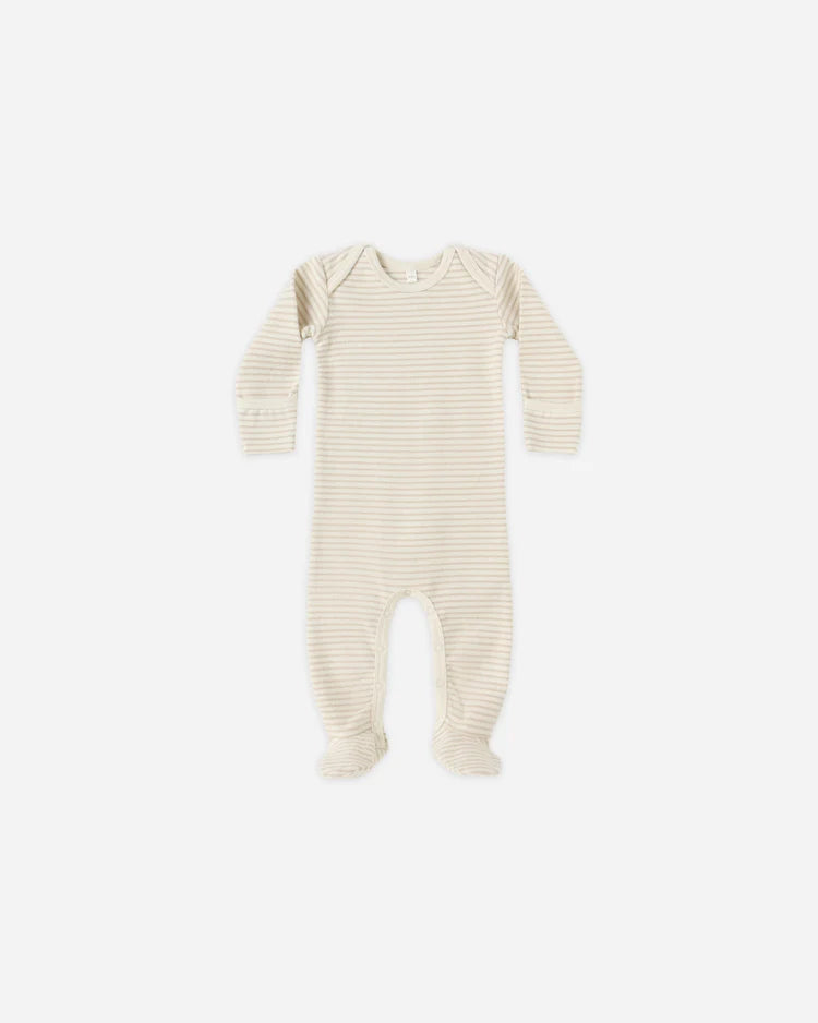 Baby Footie Sleeper | Oat Micro Stripe | Quincy Mae