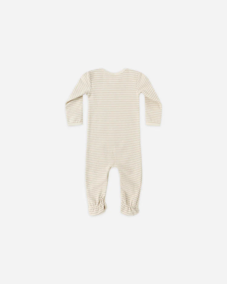 Baby Footie Sleeper | Oat Micro Stripe | Quincy Mae