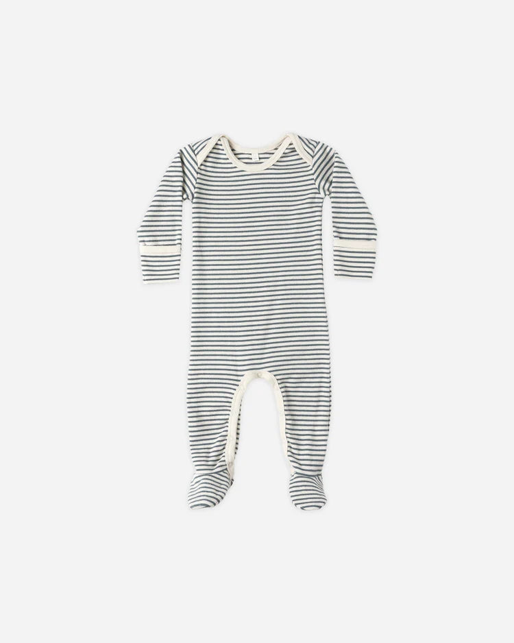 Baby Footie Sleeper | Ocean Micro Stripe | Quincy Mae