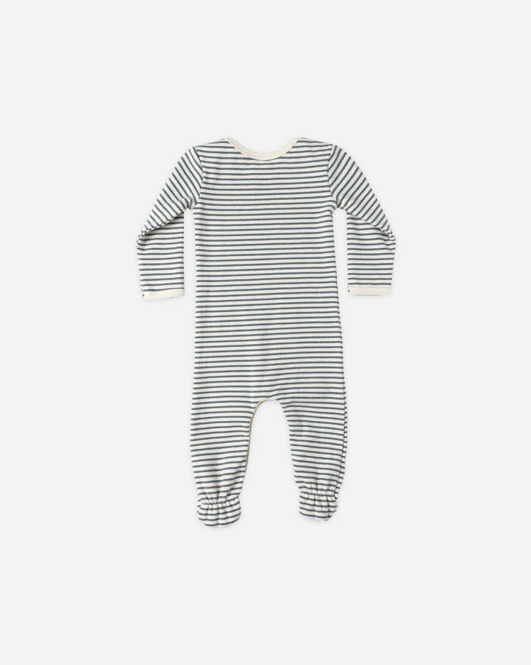 Baby Footie Sleeper | Ocean Micro Stripe | Quincy Mae