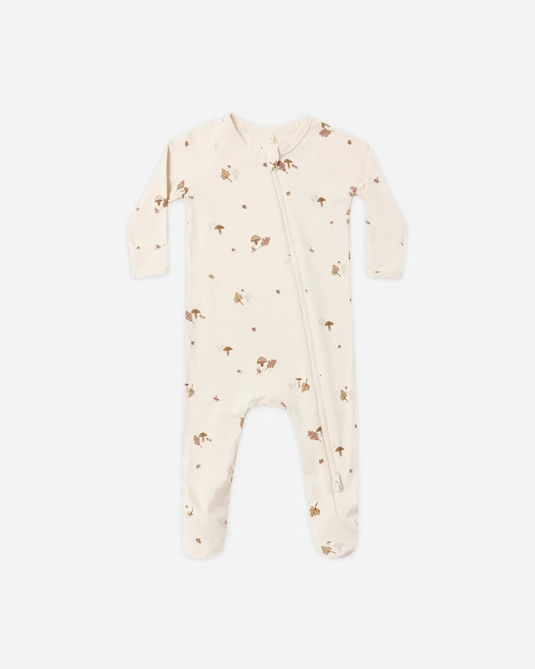 Bamboo Zip Footie | Woodland | Quincy Mae