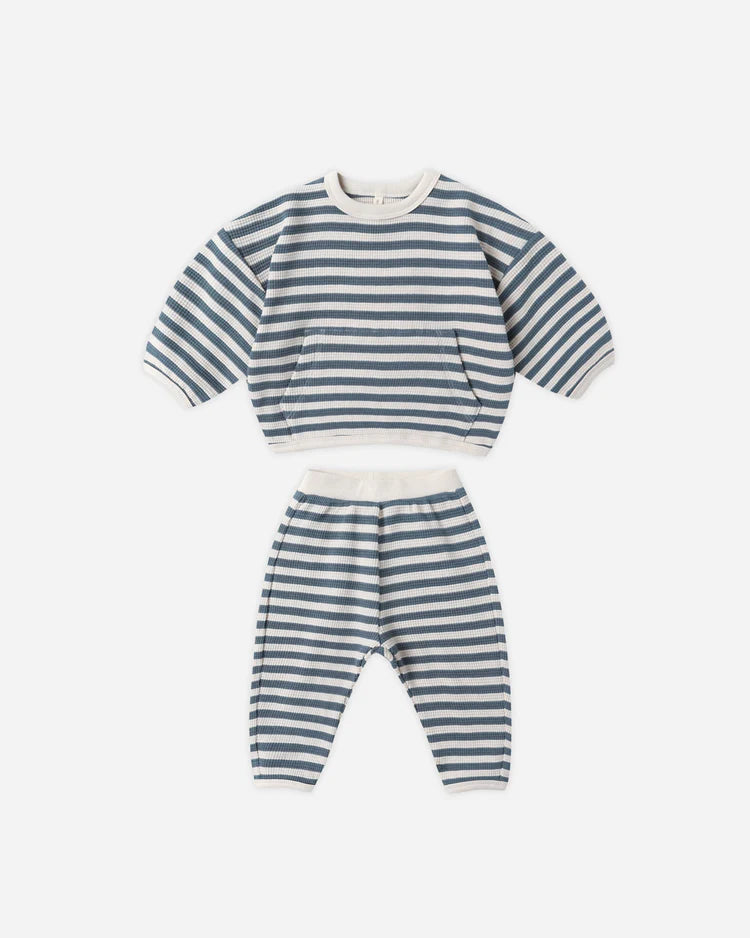 Waffle Slouch Set | Ocean Stripe | Quincy Mae