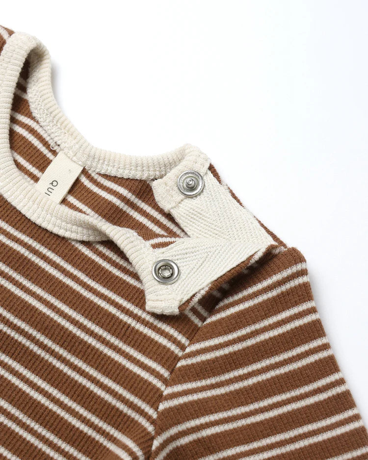 Ribbed Bodysuit, 2 Pack | Cedar Micro Stripe, Acorns | Quincy Mae