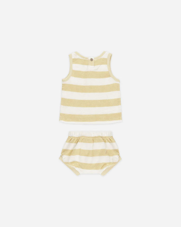 Terry Tank + Short Set | Yellow Stripe | Quincy Mae