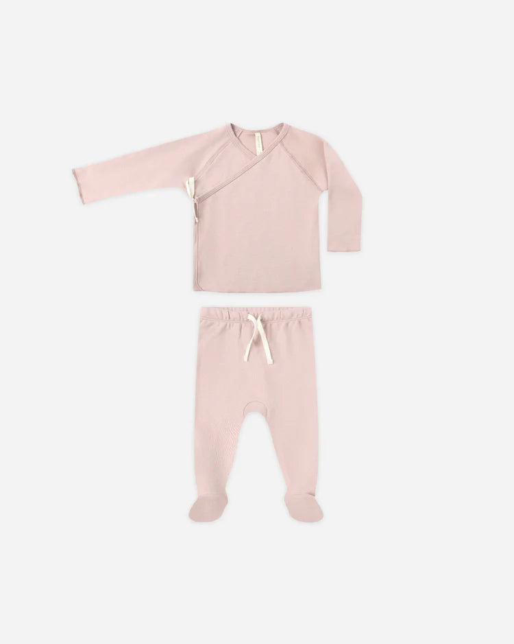 Wrap Top + Footed Pant Set | Rose | Quincy Mae