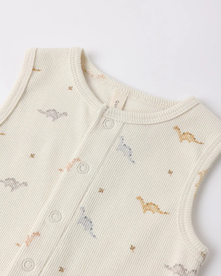 Ribbed Henley Romper | Dinos | Quincy Mae