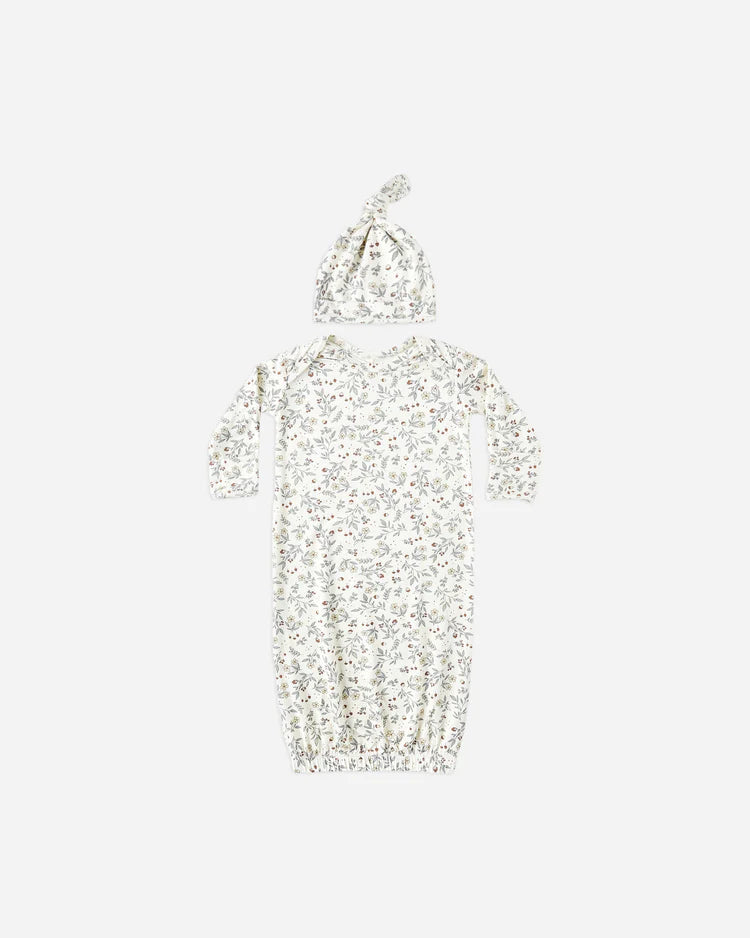 Bamboo Baby Gown + Hat Set | Woodland | Quincy Mae