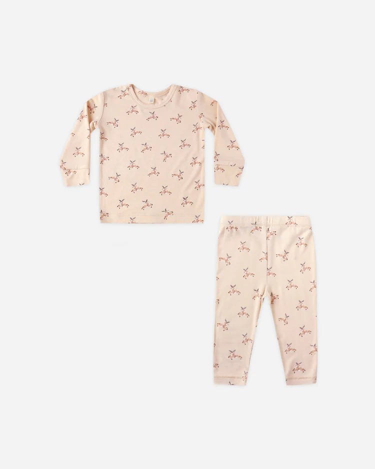 Bamboo Pajama Set | Reindeer | Quincy Mae