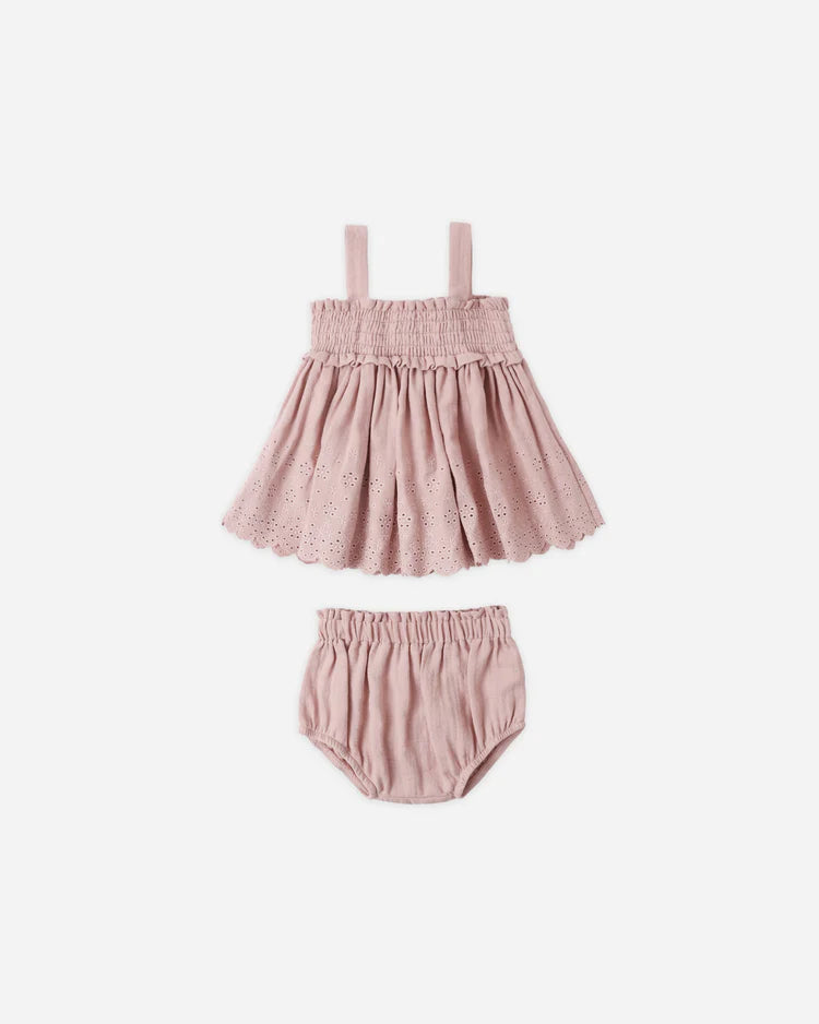 Mae Smocked Top + Bloomer Set | Mauve | Quincy Mae