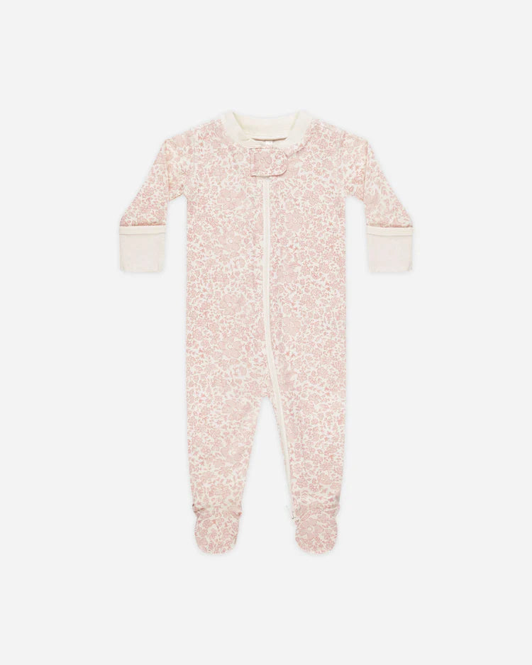 Zip Long Sleeve Sleeper Footie | Pink Blossom | Quincy Mae