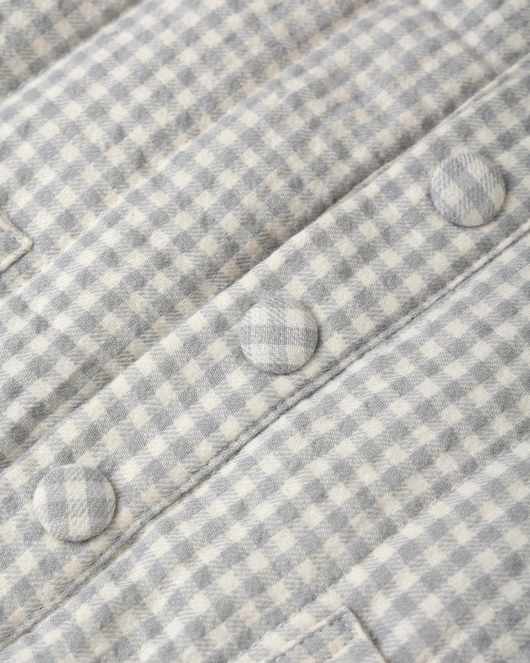 Hooded Woven Jacket| Blue Gingham | Quincy Mae